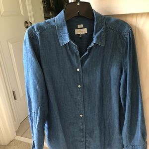 Ann Taylor Loft dark chambray shirt size large